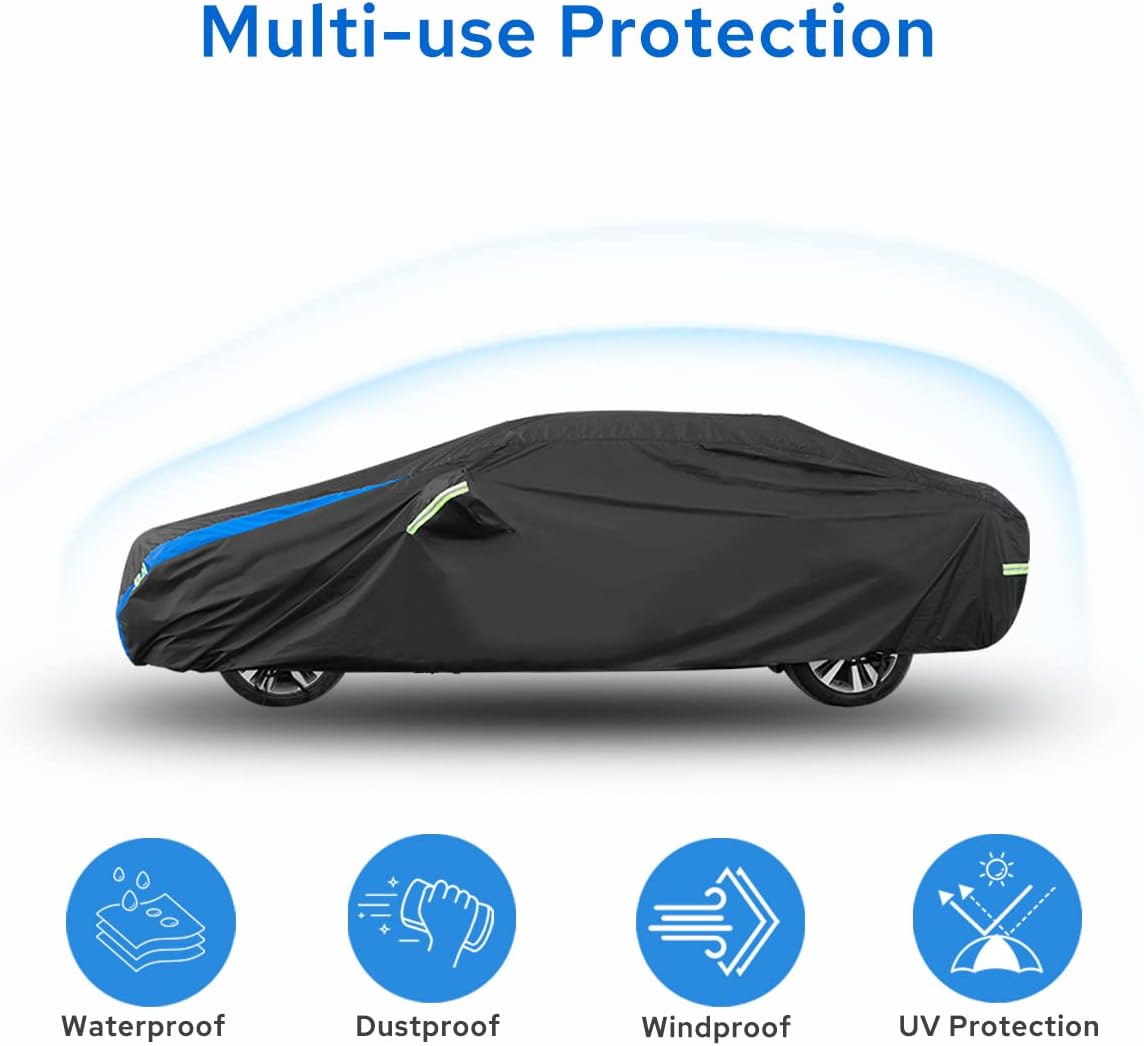 Avecrew Car Cover Waterproof All Weather for Automobiles, Outdoor Heavy Duty Full Exterior Covers for Sedans Up to 178" L