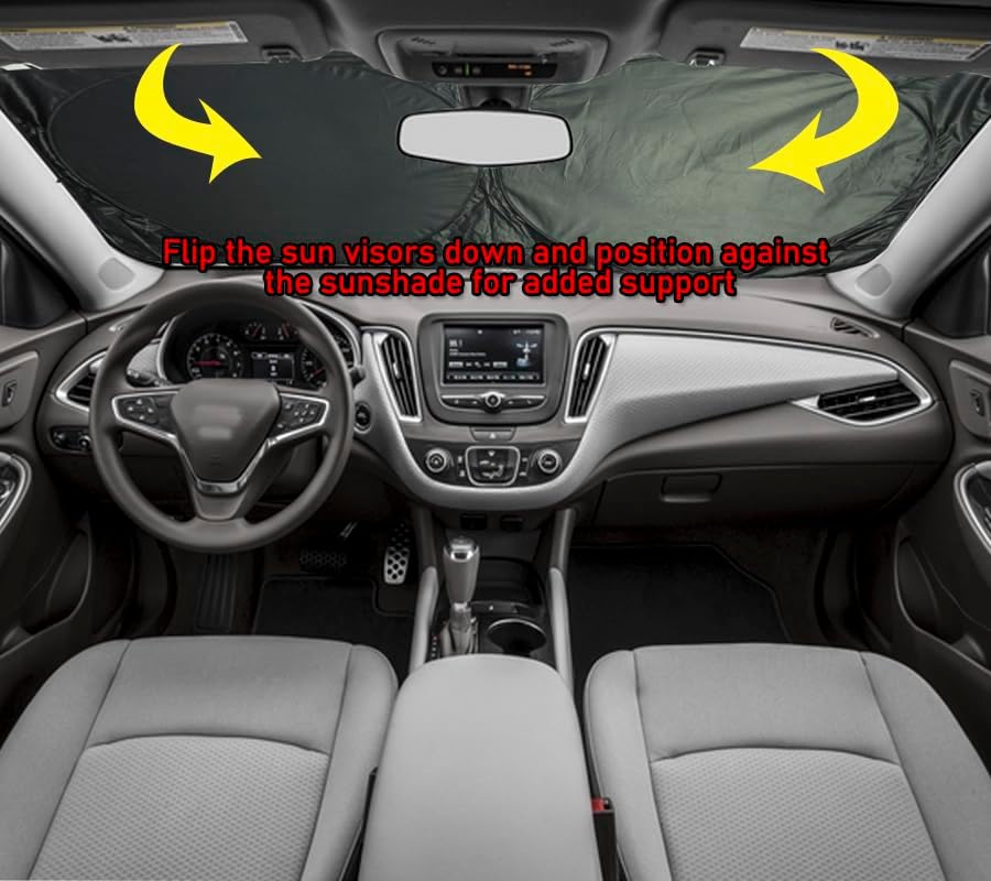 Gven Windshield Sun Shade 2025 Truck Windshield Cover Sun Shade Automotive Interior Sun Protection Front Windshield Car Eyes Sun Visor Protector Blocks UV Rays Keep Your Vehicle Cool (Red, XL)