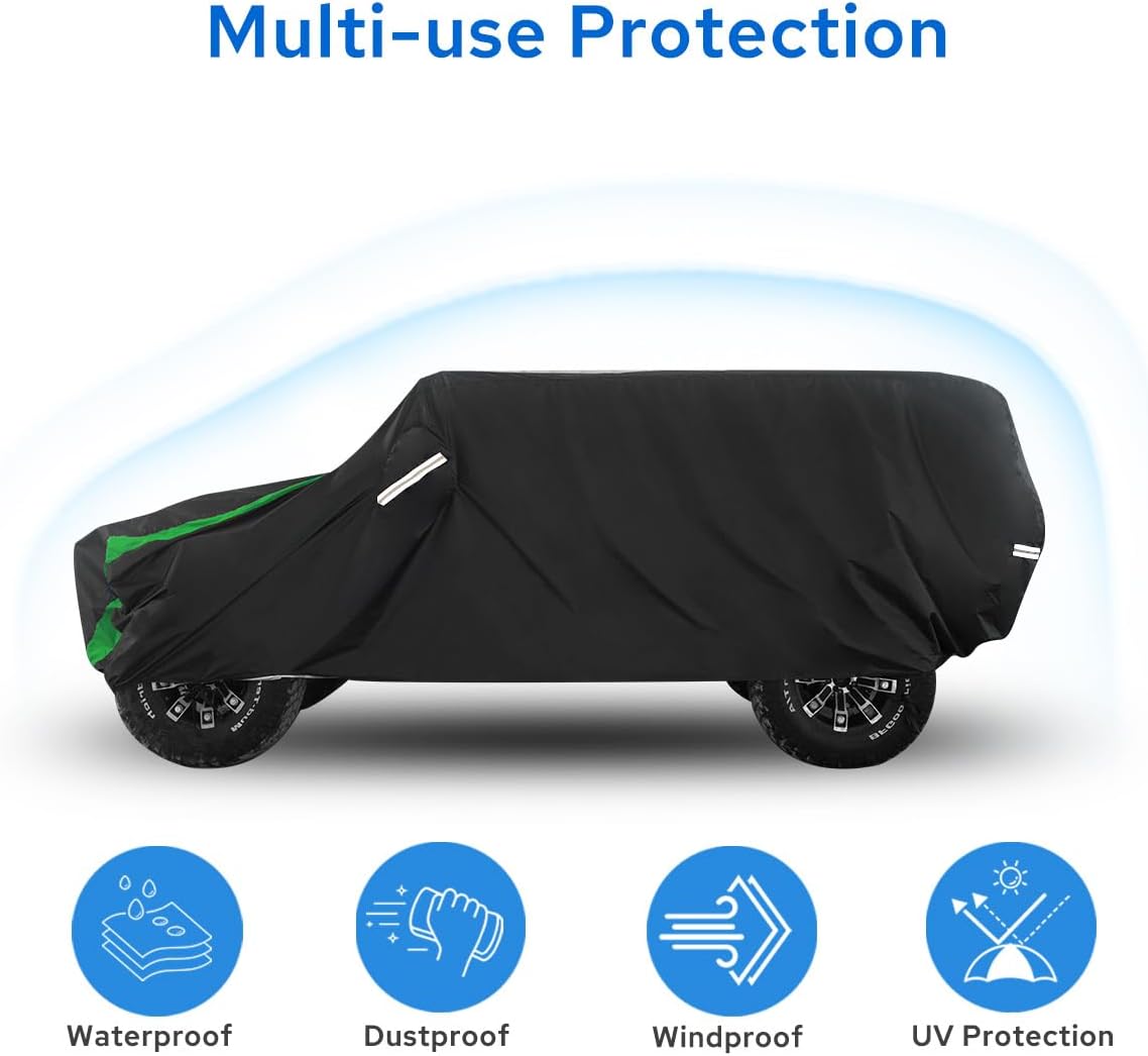Avecrew for Jeep Wrangler Cover Waterproof 4 Door, All Weather for Jeep Rain Cover for Automobiles, Outdoor Full Exterior for Jeep Covers Fits JK JL TJ YJ CJ (Green)
