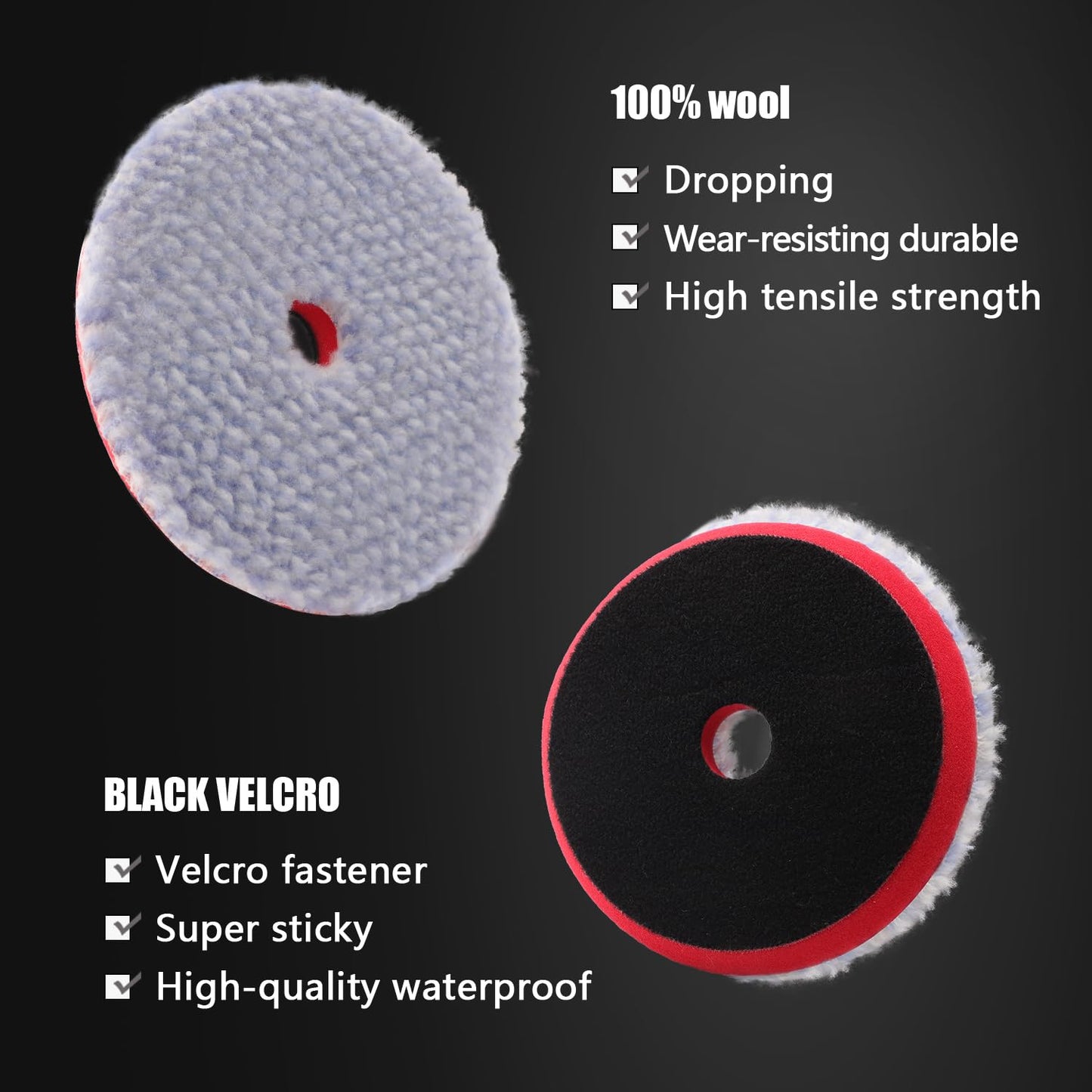 SPTA Wool Polishing Pad, 2Pcs 5''(125mm) Coarse Wool Cutting Pad, Coarse Woolen Pad BlueWool Buffing Pads Set with Hook and Loop for Heavy Cut for Car Polisher, Buffing and Polishing