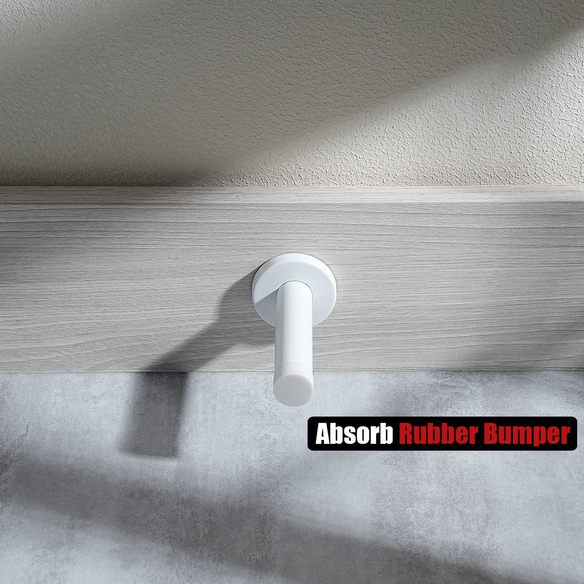 JQK Door Stopper White, 304 Stainless Steel Thicken 1mm Sound Dampening Door Stop Bumper Wall Protetor, DSB5-WH