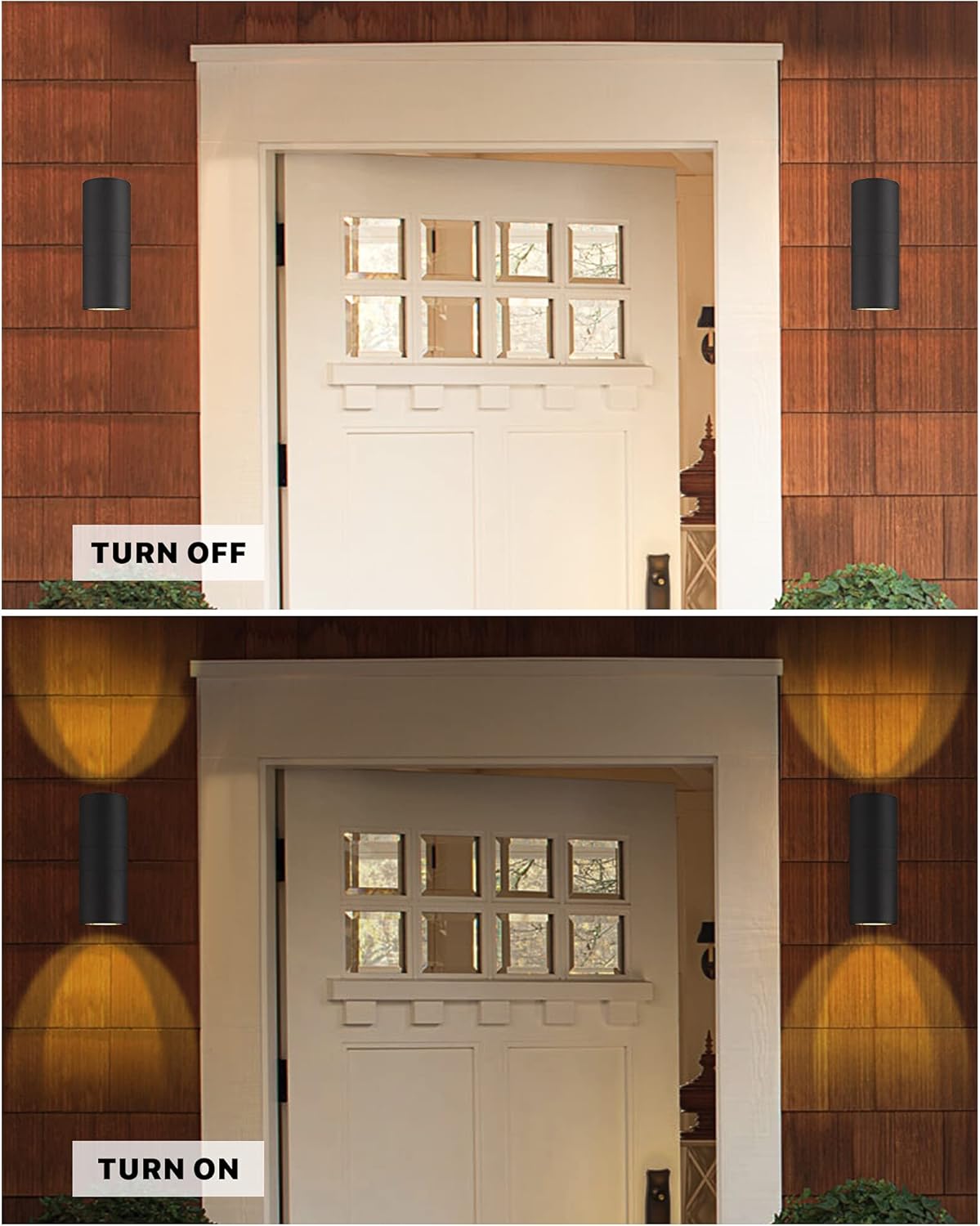Ken & Ricky Exterior Wall Lights, Outdoor Up and Down Wall Sconce, Cylinder Outside Lights with Tempered Glass Cover for House Porch Garage Patio Doorway Entryway -1 Pack