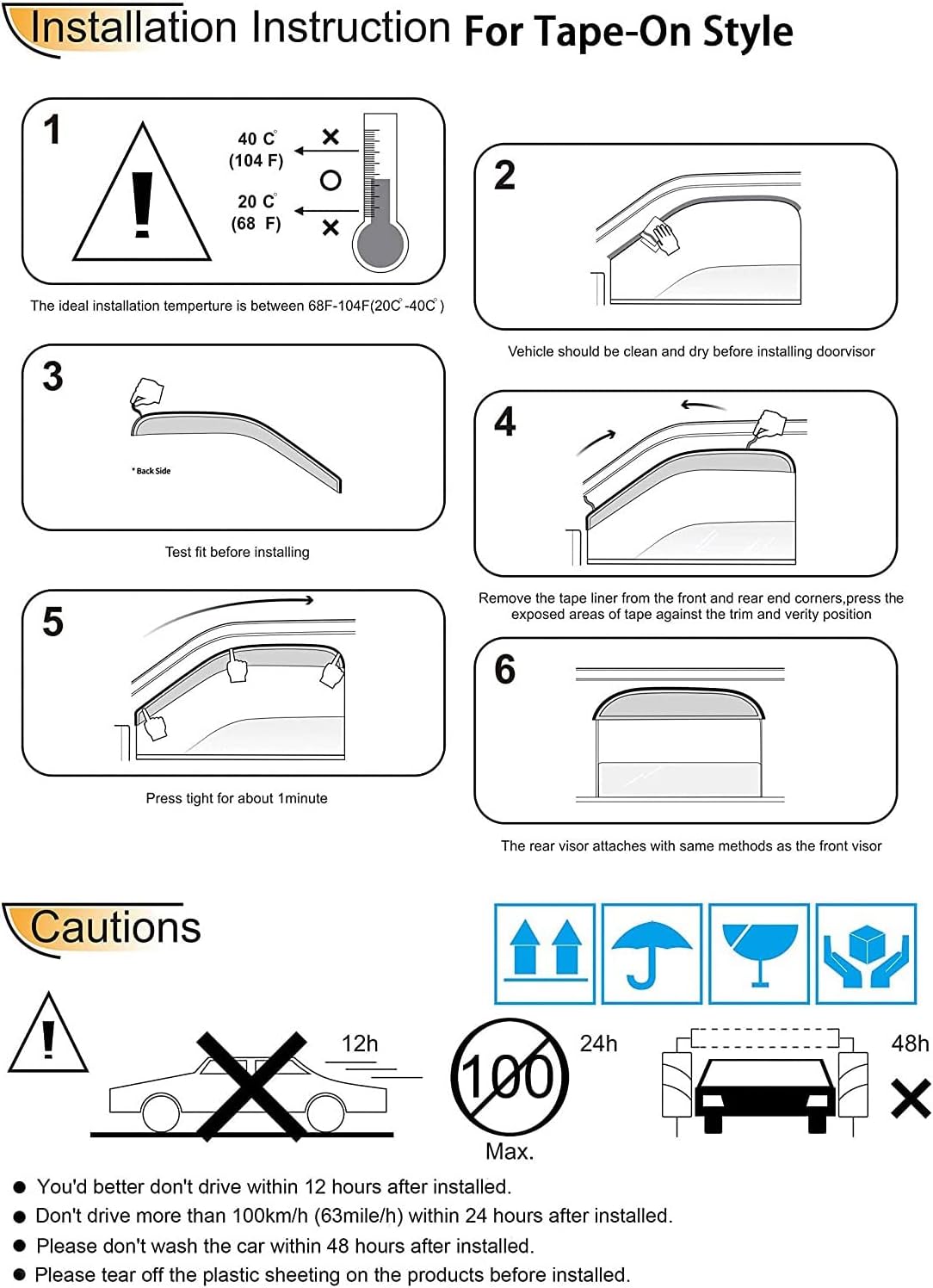94627 Side Window Visor Wind Vent Deflector fit for 2000-2004 Nissan Frontier Crew Cab with 4 Full Size Doors,4pc Outside Mount Style Nice Sun Rain Guards Set