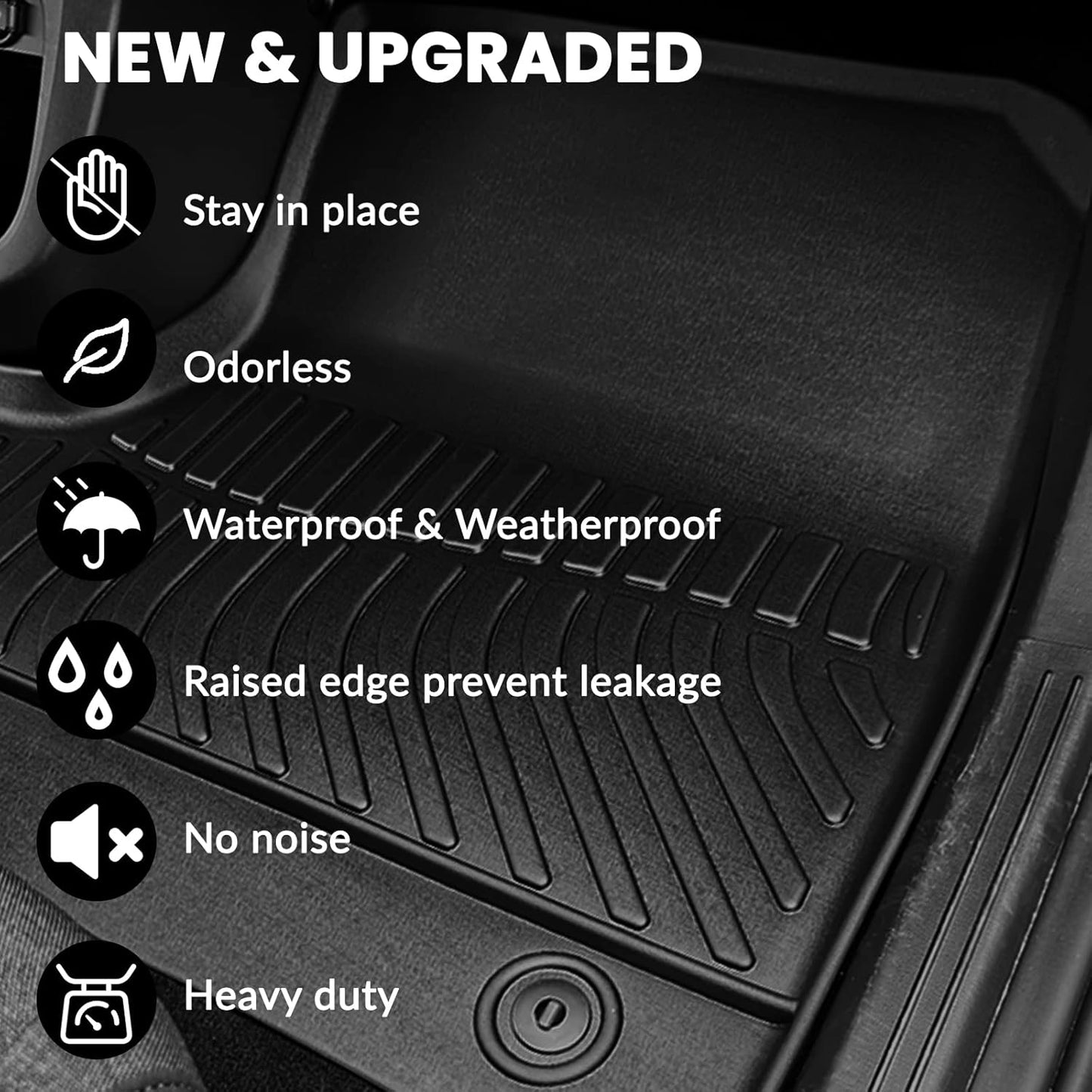 Auxko All Weather Floor Mats Cargo Mat Fit for 2025 2026 Honda Civic Hybrid Hatchback (Not Sedan) Accessories Odorless Anti-Slip Floor Mats Trunk Mat for Honda Civic Hybrid Black