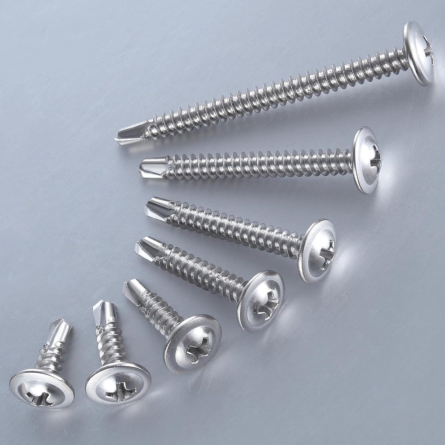 Wensilon(200pcs)#8×1-1/4”for Sheet Metal Self-Tapping Screws 410 Stainless Steel Truss Head High-Strength Quick Tapping Screws