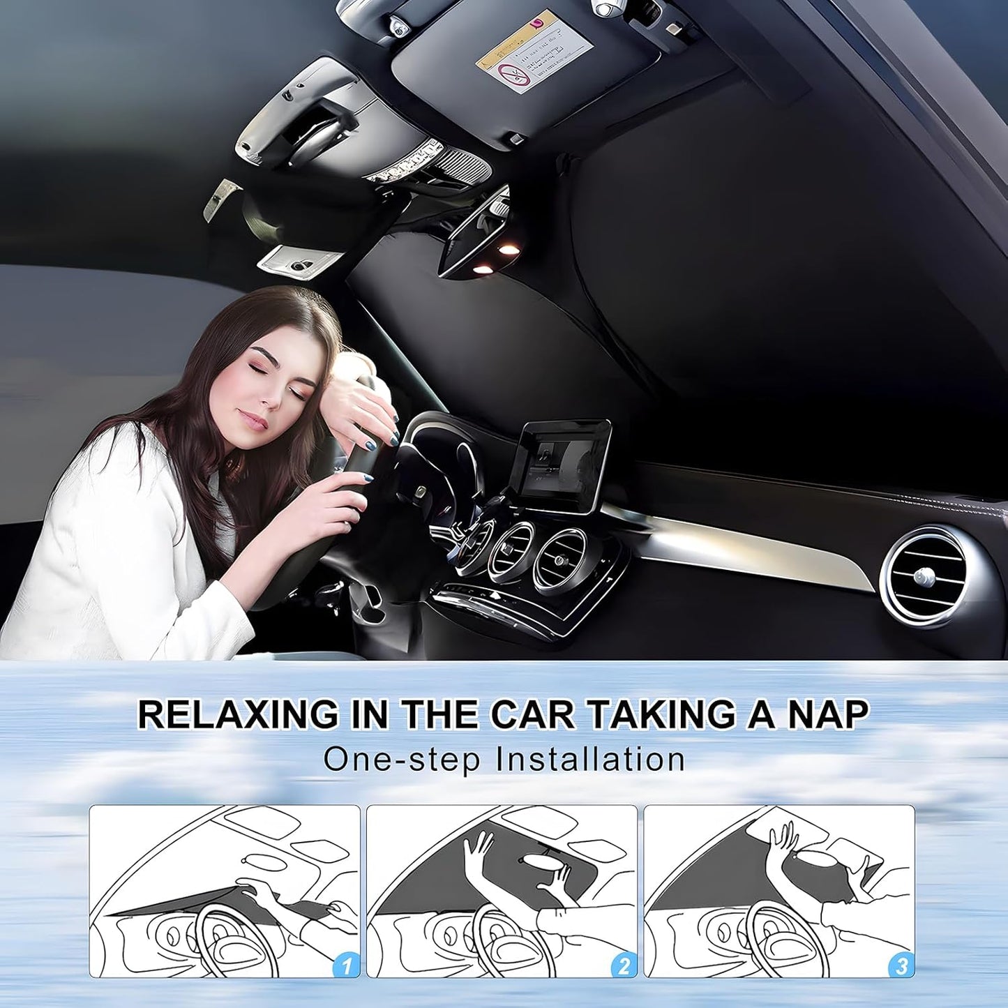 T TGBROS Windshield Sun Shade Custom Fit for 2020-2023 2024 2025 Toyota Highlander Accessories Foldable Sun Shield Reflective Polyester Sun Visor Cover Block Heat and Sun Protection