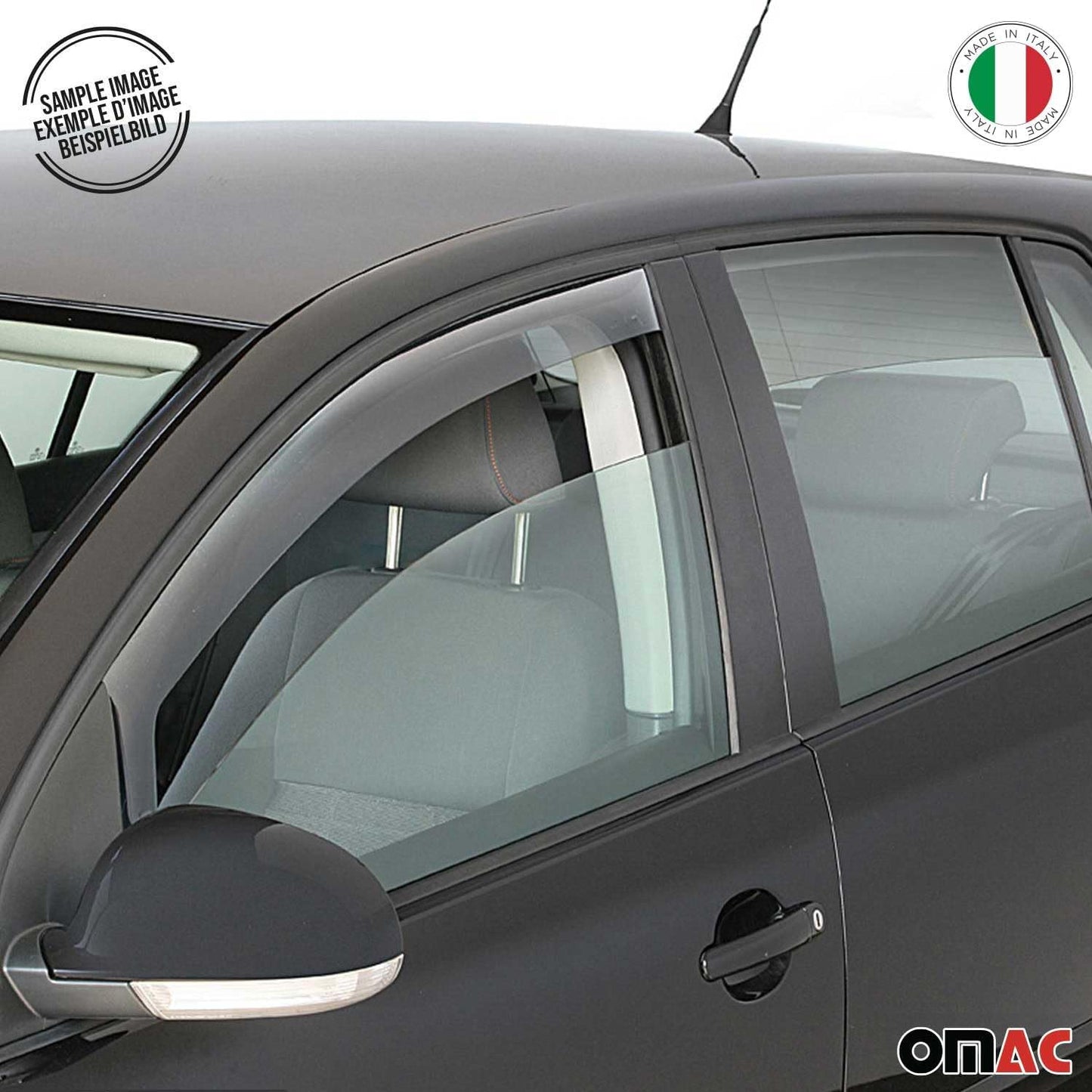 OMAC Window Visor Vent Rain Deflector for Honda Civic 2012-2015 Sedan Black Smoke 2 Pcs