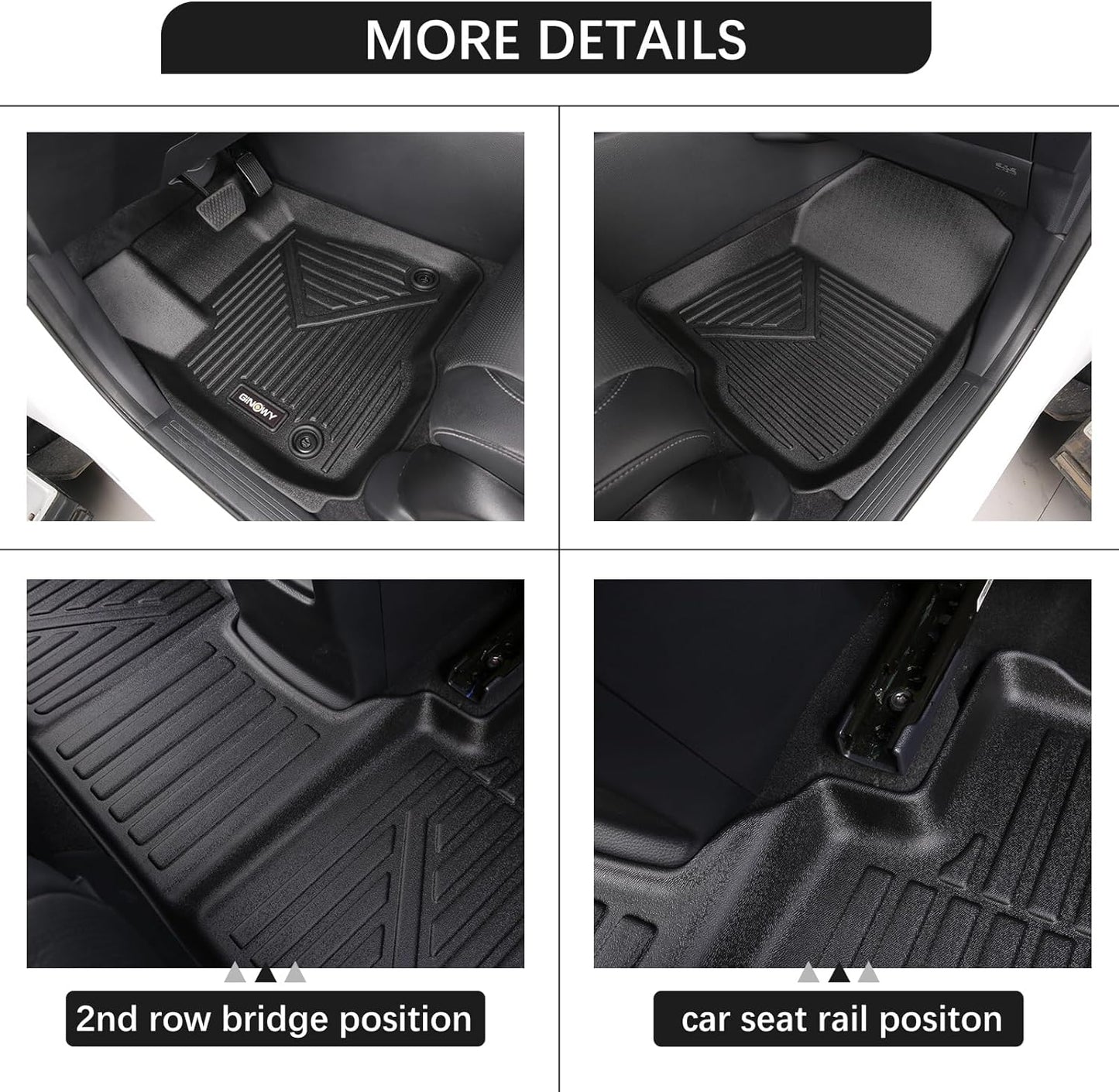 GINOWY-Floor Mats for Chevy Colorado 2023 2024 2025 Crew Cab &GMC Canyon, TPE All Weather Protection Floor Liners for Colorado 2024, Non-Slip Durable Waterproof Custom Fit Accessories, Black