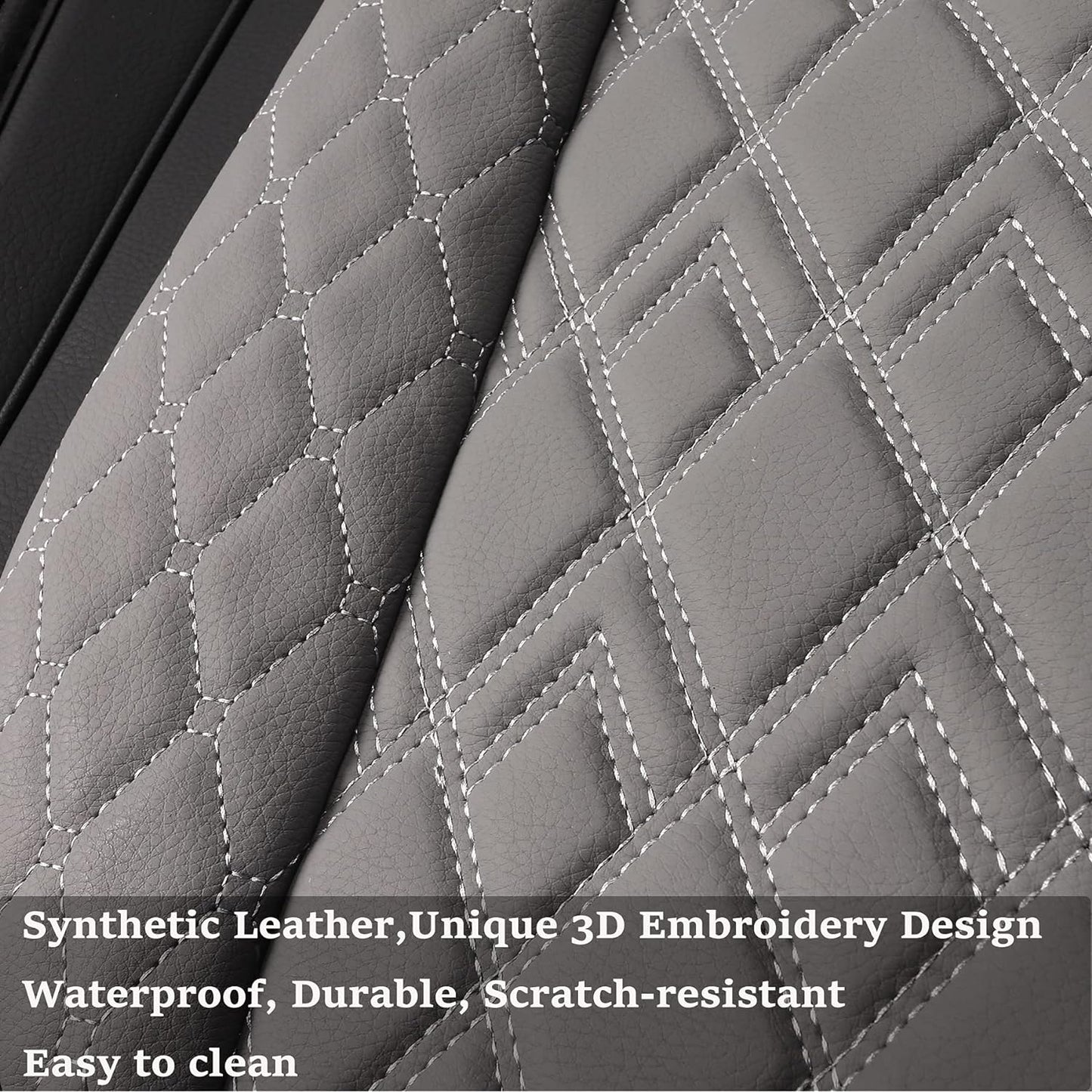 JOJOBAY Car Seat Covers for Dodge Ram 2 Pcs Front,Fit Ram 2009-2025 1500/2500/3500 Pick-up Truck,Crew,Regular,Quad,Mega Cab,Waterproof Leather Seat Covers Protectors(2 PCS Front,Black-Grey)