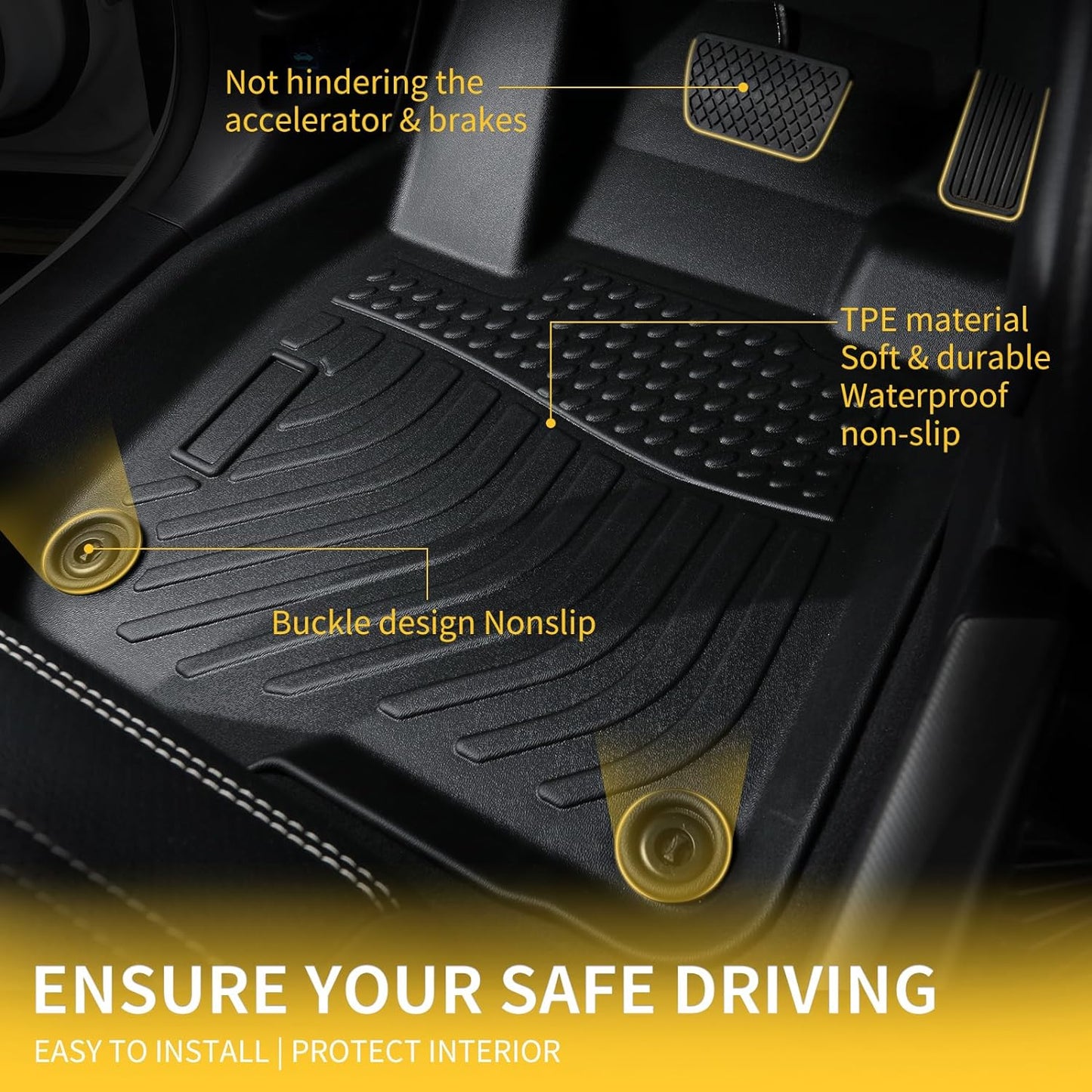 GINOWY-Floor Mats & Cargo Liner for Nissan Rogue Sport 2017-2022 (Cargo Tray in Upper Position) TPE All Weather Car Mats Non-Slip Trunk Mat Waterproof Rogue Accessories Mats Black