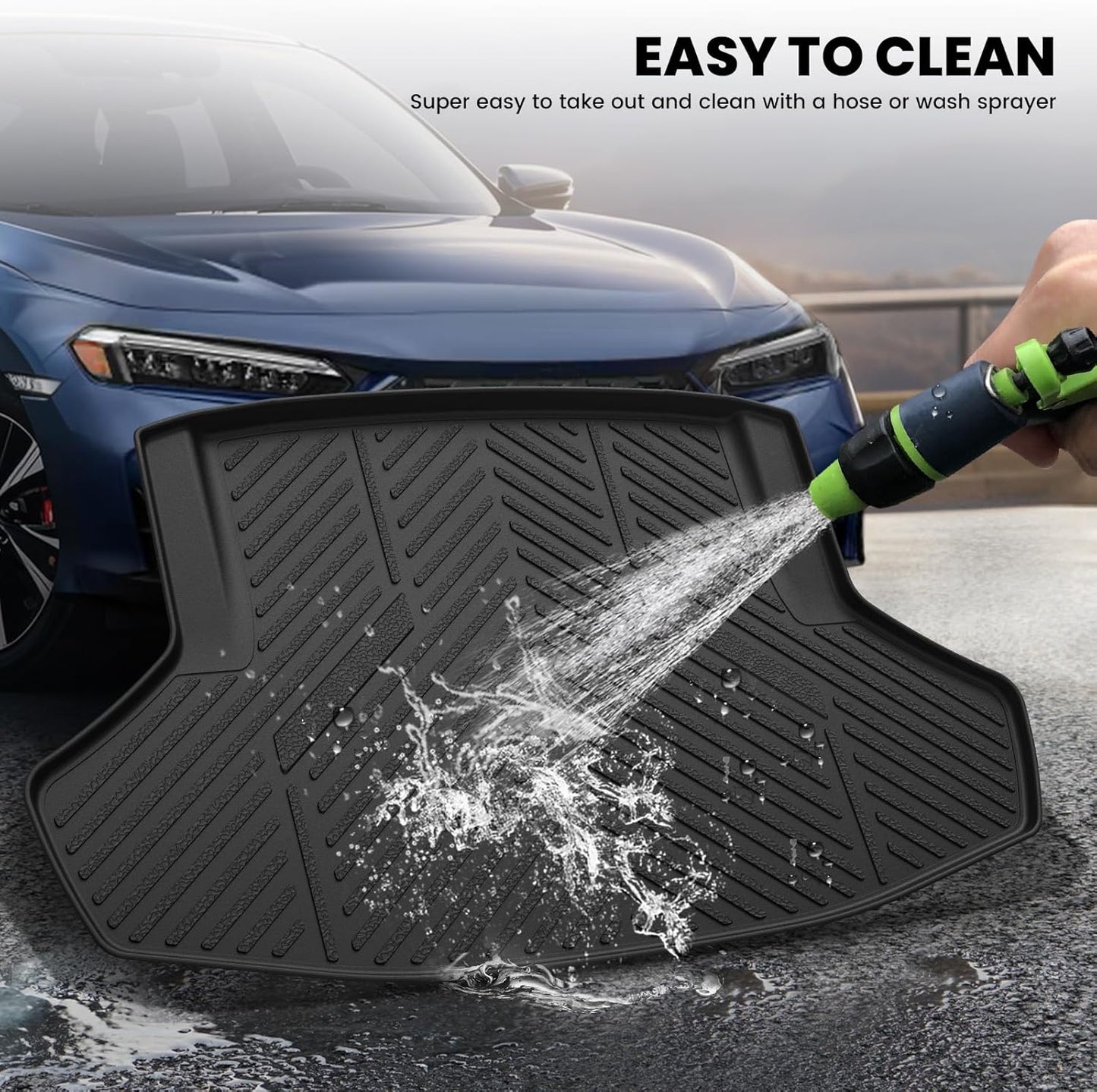 LASFIT Trunk Mat for Honda Civic Sedan 2022-2026 & Civic Sedan Hybrid 2025-2026, All Weather TPE Custom Fit Trunk Liner Trunk Tray Cargo Mat Cargo Liner Cargo Tray (Not for Hatchback/Type-R)