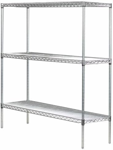 Omega Stainless Steel Shelves, 24" Deep x 36" Wide x 34" High 3 Tier Heavy Duty Wire Shelving Unit for Kitchen Garage Office Restaurant Warehouse 800-lb Per Shelf Weight Capacity