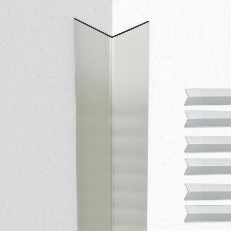 Proflex Wall Corner Protector - Pack of 6 Self Adhesive Corner Guards for Walls Edge Protection - 2 inch x 36 inch, Brushed Aluminum – Easy to Apply – No Tools Needed