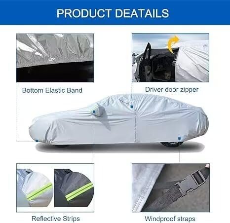 KouKou 6 Layers Car Cover Waterproof All Weather for Automobiles, Outdoor Full Exterior Covers Universal Fit Audi A3, Subaru BRZ, Nissan Versa,Kia Rio, VW Eos,etc.(178 X 68 X 59 inches)
