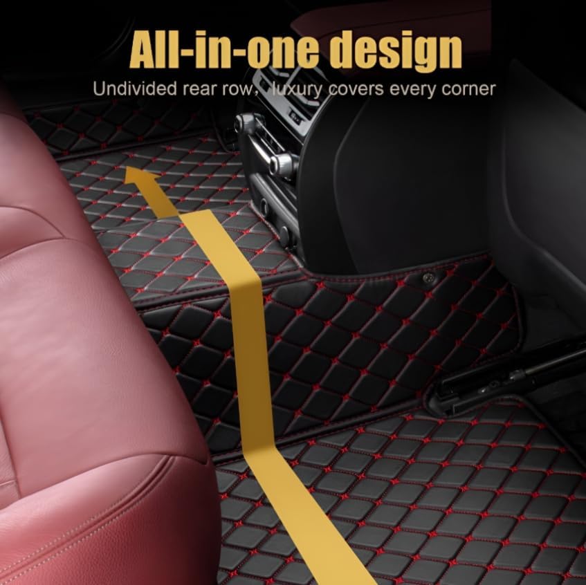 Add Personal Touch to Your Vehicle with IMEISH Customizable Logo Text Car Mats for 99% of vehiclesPads Protection Non-Slip Leather Floor Liners (Black and White)