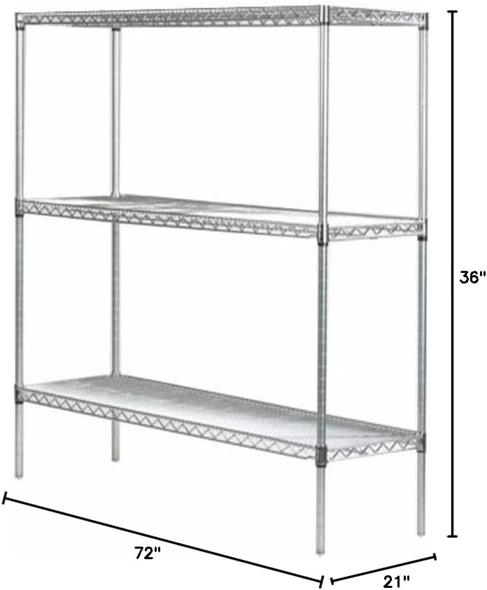 Omega 21" Deep x 72" Wide x 36" High 3 Tier Chrome Starter Shelving Unit