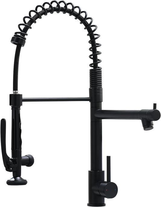 Fapully Black Kitchen Faucet,Commercial Pull Down Kitchen Sink Faucet with Sprayer