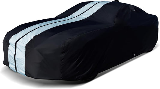 iCarCover Custom Car Cover for Pontiac Safari Wagon (1965-1976) Waterproof All-Weather Rain Snow UV Sun Protector Full Exterior Indoor Outdoor Car Cover (Stripe - Black/Gray)
