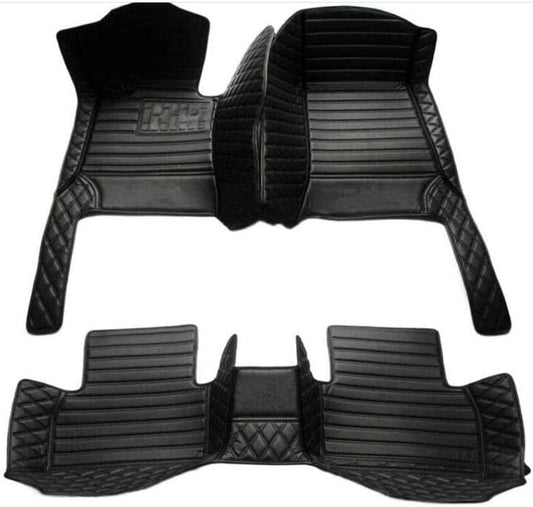 Custom All-Weather Protection Leather Car Floor Mats for Cars Sedan SUV Sports Car Waterproof Floor Mat (All Black)