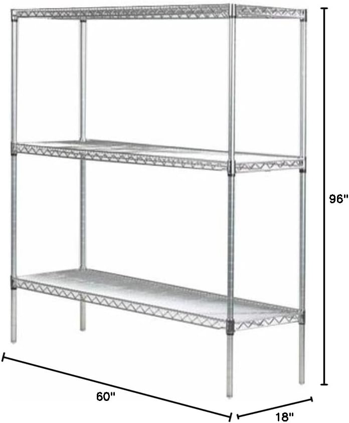 Omega 18" Deep x 60" Wide x 96" High 3 Tier Chrome Starter Shelving Unit