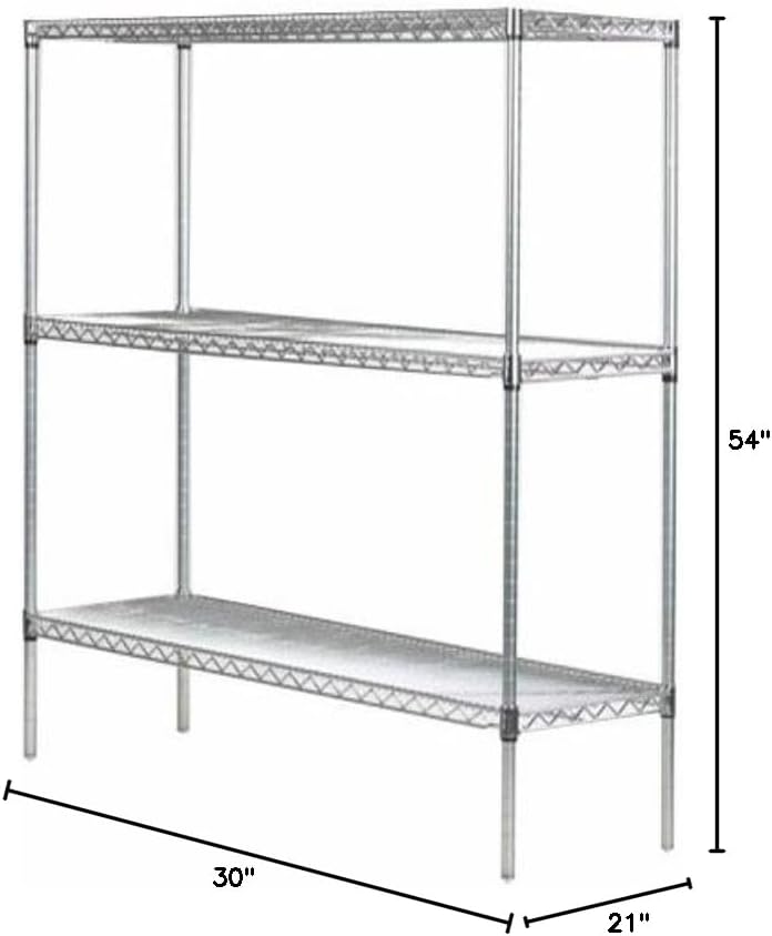Omega 21" Deep x 30" Wide x 54" High 3 Tier Chrome Starter Shelving Unit