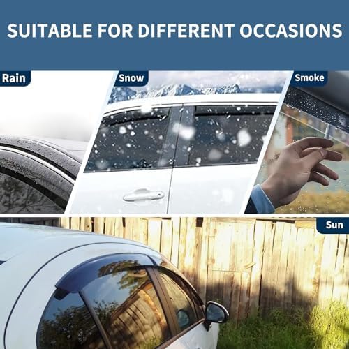 Rain Guard Compatible with 2019-2024 Toyota RAV4, Outside Mount Extra Durable Window Visors, Sun Wind Side Vent Window Deflector Shade Shield 2019 2020 2021 2022 2023 2024