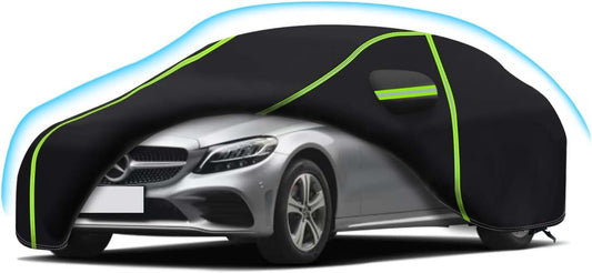 Car Cover for 2008-2024 Mercedes Benz C-Class C300 C350 C400 C450 C63 AMG,PEVA Full Car Cover –Adding Cotton Protection, All-Weather UV, Dust, Snow Protection with Door Zipper