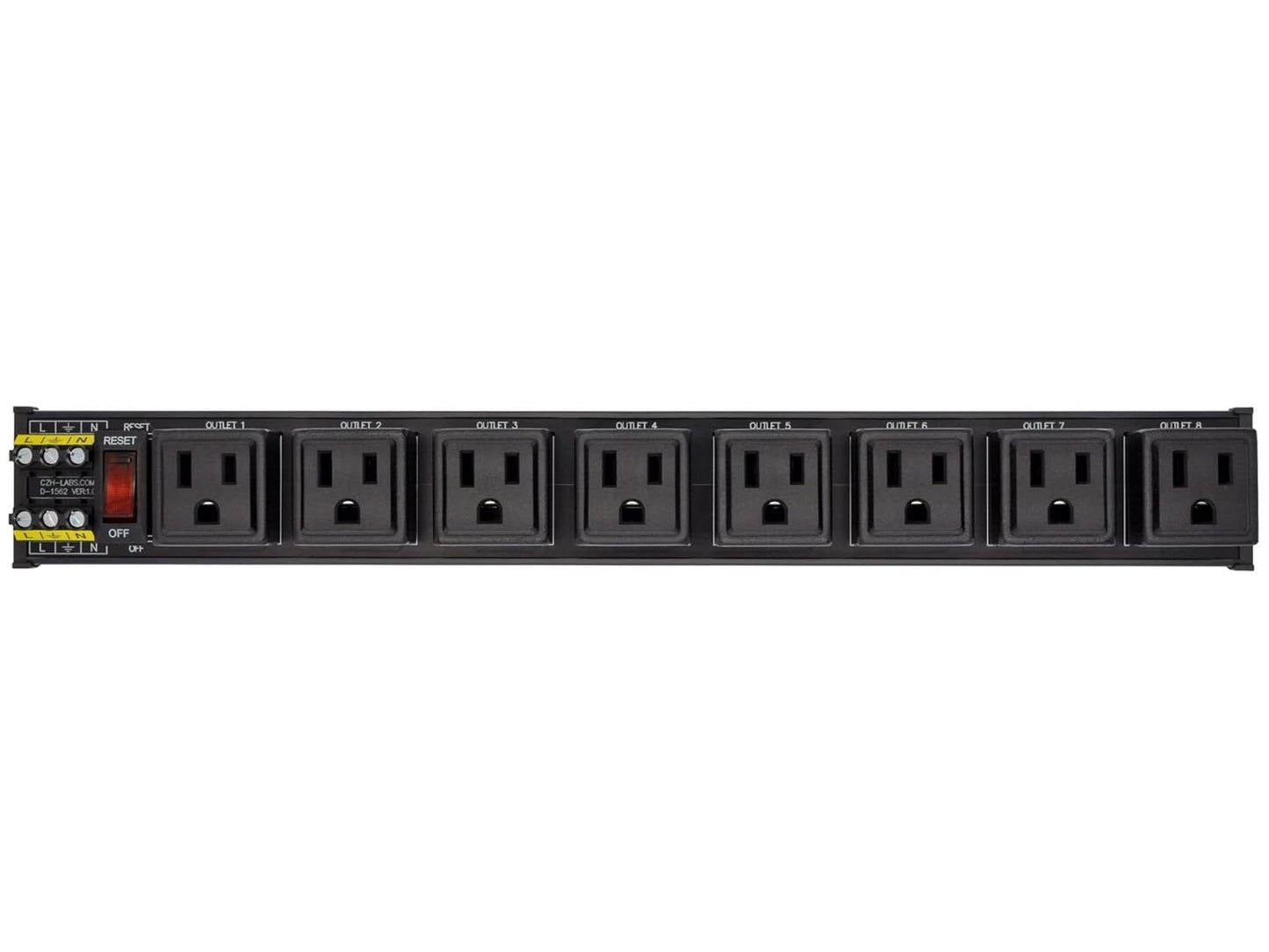 DIN Rail Mount AC 120V NEMA 5-15R 8 Receptacles Outlet Power Strip Module, with Rocker Switch Thermal Circuit Breaker Overload Protector