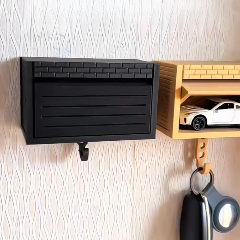 Wall-Mounted Car Display Key Holder, Decorative Garage Model Design, Multiple Colors（No Car） (Brick-White(No Car)