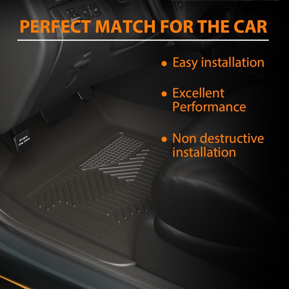 G-PLUS Floor Mats Compatible with Dodge Ram 2009-2018 Truck Crew Cab/Not Fit Quad Cab All Weather Full Cover Protection 1st & 2nd Row Liner TPE Black