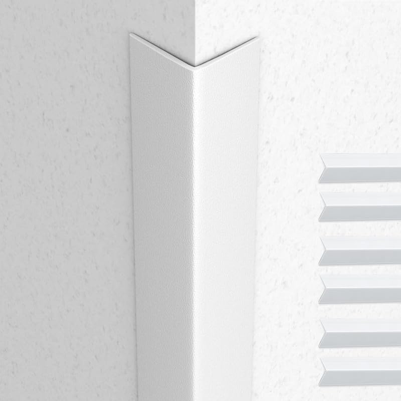 Proflex Wall Corner Protector - Pack of 6 Self Adhesive Corner Guards for Walls Edge Protection - 1 inch x 36 inch, White Textured – Easy to Apply – No Tools Needed