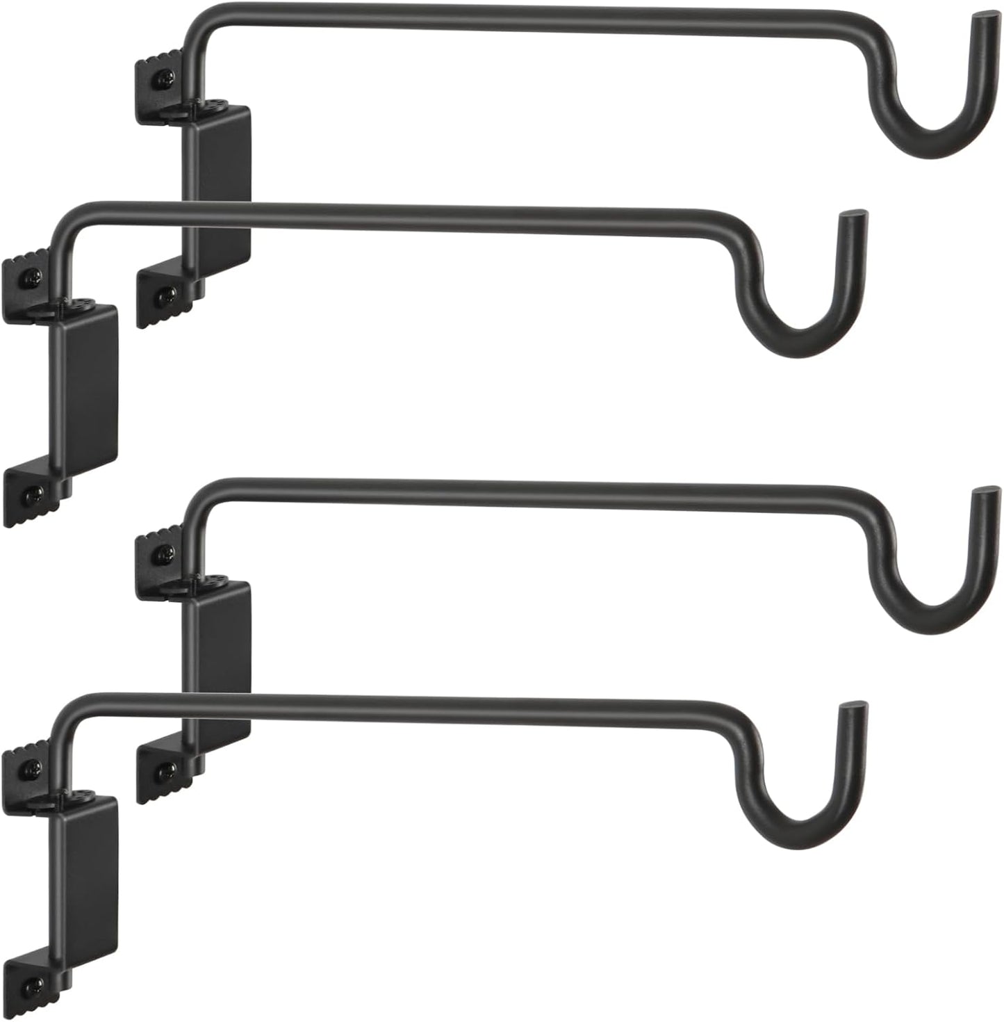 16" 360° Swivel Plant Hanger (2-Pack) - Heavy Duty Solid Steel Wall Hook, 12-Directional Adjustable for Bird Feeders, Outdoor/Indoor Plants, Garden & Patio, Rust-Resistant Black