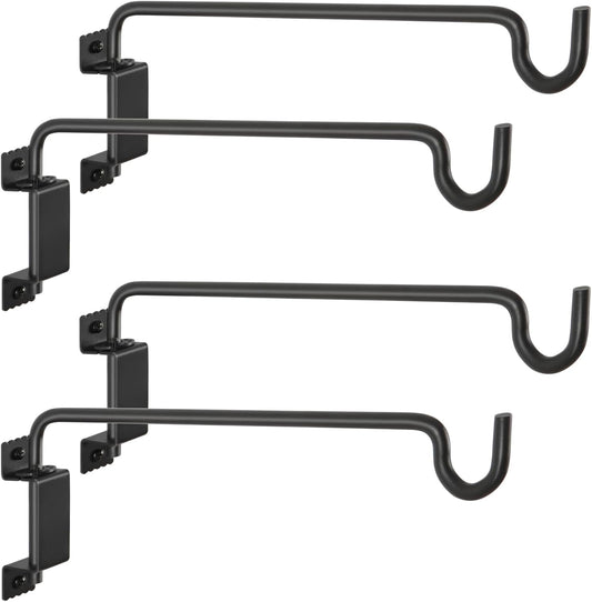 16" 360° Swivel Plant Hanger (2-Pack) - Heavy Duty Solid Steel Wall Hook, 12-Directional Adjustable for Bird Feeders, Outdoor/Indoor Plants, Garden & Patio, Rust-Resistant Black