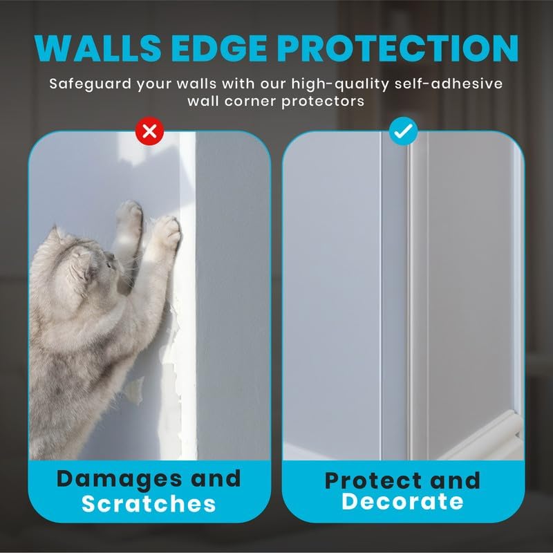 Proflex Wall Corner Protector - Pack of 6 Self Adhesive Corner Guards for Walls Edge Protection - 1 inch x 36 inch, Clear – Easy to Apply – No Tools Needed