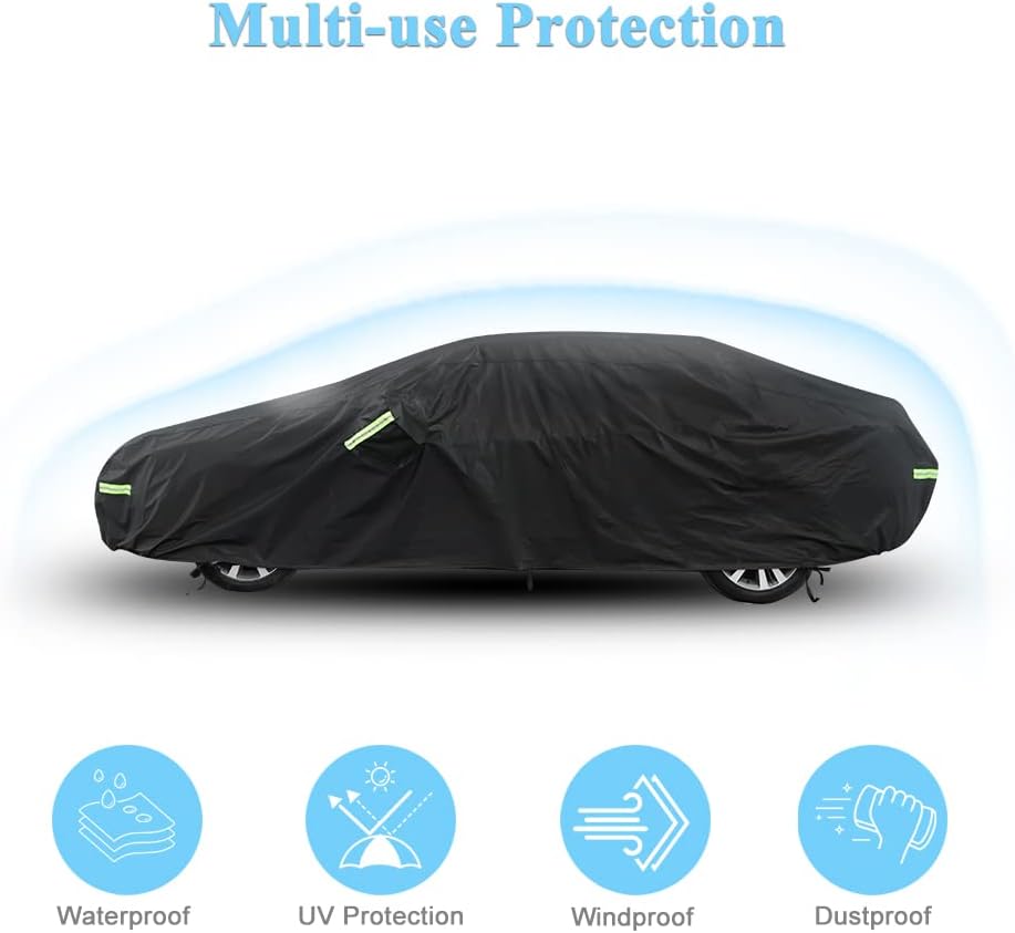Car Cover Custom Fit for Honda Accord, Waterproof All Weather Full Exterior Cover Rain Snow UV Protection Cover with Door Zipper