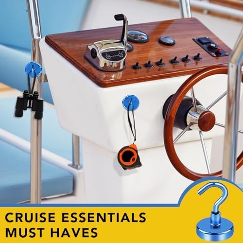 LOVIMAG Magnetic Hooks for Cruise Cabins, 80lbs Blue Magnetic Hooks for Classroom, Strong Magnets with Hooks for Hanging, Neodymium Magnet Hooks for Fridge, Ceiling, Locker, Camper, Travel-25 Pcs
