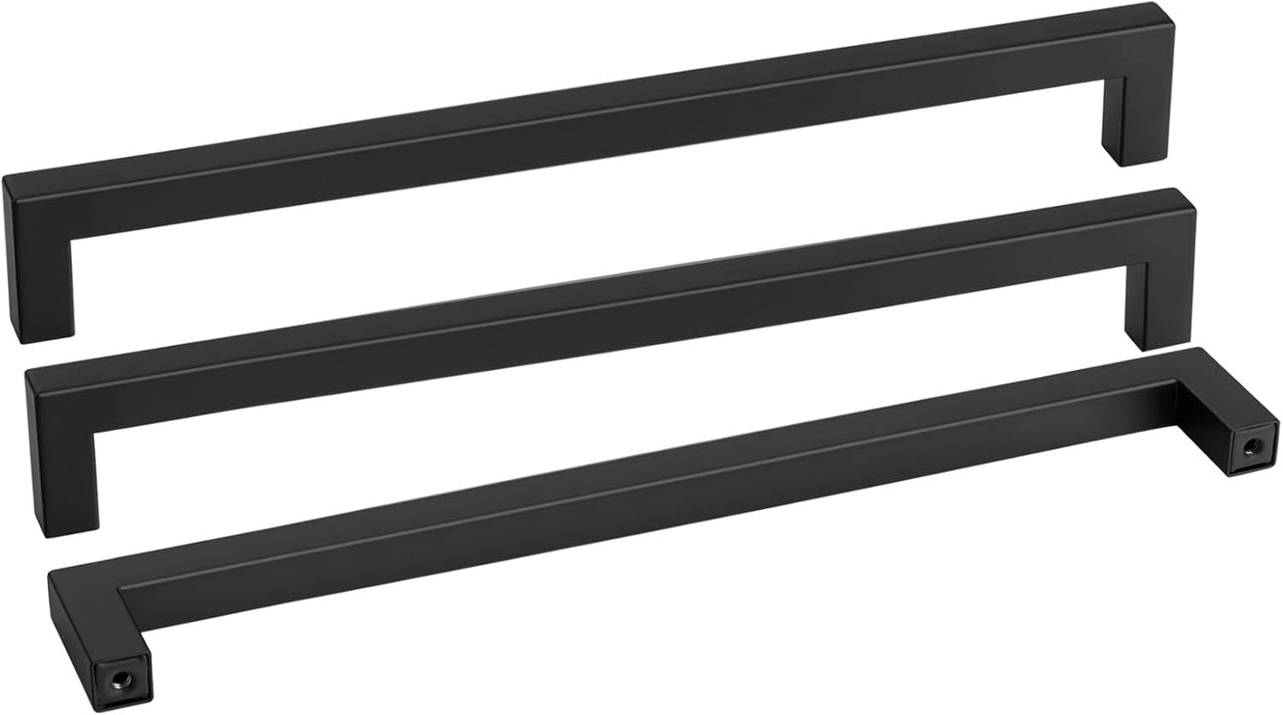 goldenwarm 2 Pack 18INCH Black Cabinet Pulls Kitchen Cabinet Handles-LSJ12BK458 Square Drawer Handle Metal Bathroom Cabinets Hardware 458mm Hole Center