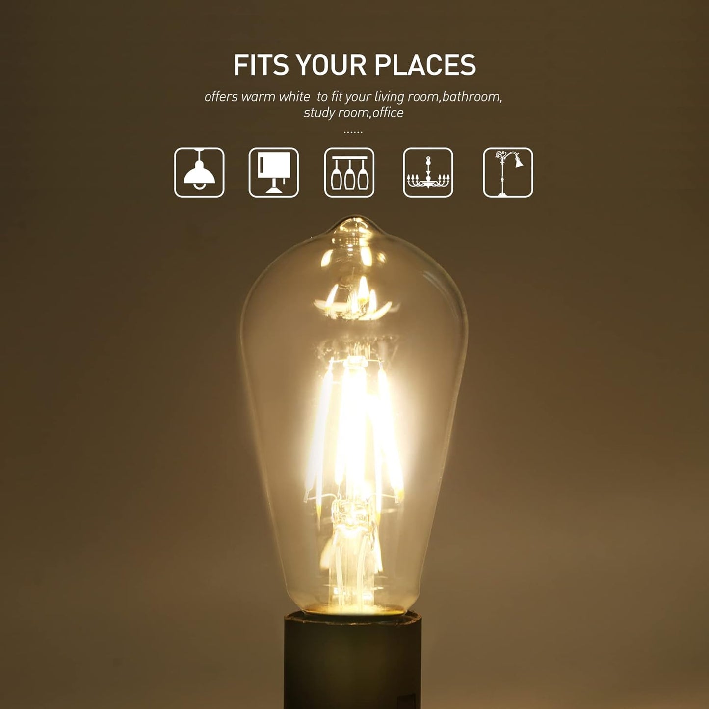 LED Edison Bulb 4W,Antique 40W Vintage Edison Bulb,E26 Light Bulb Non Dimmable Led Bulb 450 Lumens 2300K Amber Warm,Pack of 3