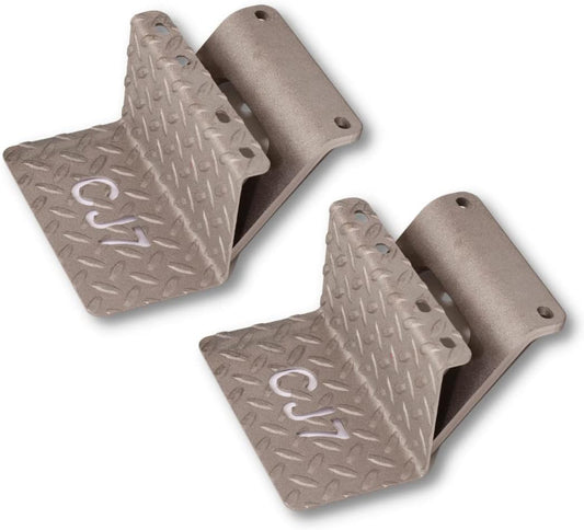 CJ5 Side Steps Compatible with Jeep © CJ Vehicles (Pair) - Solid Steel Construction - Metal Diamond Treadplate Traction Design - Universal Fitment on Classic CJ-5 (CJ7 Cutout)