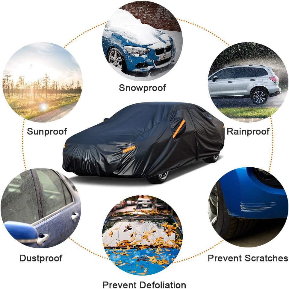 Kayme 7 Layers Car Cover Custom Fit for Nissan Sentra (2000-2025) Waterproof All Weather for Automobiles, Outdoor Full Cover Rain Sun UV Protection.