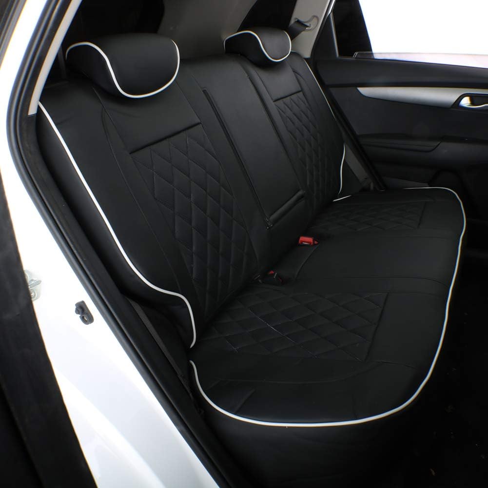 EKR Sportage Seat Covers Custom Fit for KIA Sportage EX,X-Line,SX,SX Prestige,X-pro,X-pro Prestige 2023 2024 2025 2026 Leather Car Seat Cover Full Set - Faux Leather(Black with White Piping)