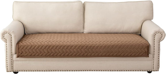 Eismodra Couch Cover,Sectional Couch Covers,Sofa Covers for 3 Cushion Couch,Anti-Slip Sofa Slipcovers for Dogs Cats Kids Loveseat Recliner L Shaped Armrest Backrest,Brown 43''x63''(Only 1 Piece)