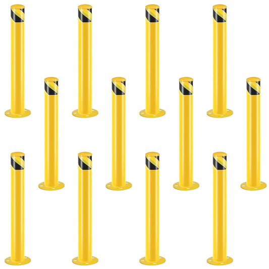 Safety Bollard Post, Steel Bollards,Parking Bollard, Yellow Powder Coated Safety Parking Barrier Post, for Traffic Sensitive Areas (12, 42"H*3"D)