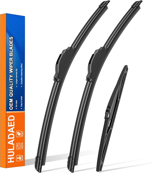 HULADAED® 24'' 18'' 14'' Windshield Wipers Replacement for Hyundai Santa Fe 2012 2011 2010 2009 2008 2007,Silicone Front Rear Wiper blades for MY Car-All Weather & Quiet(3 PACK)