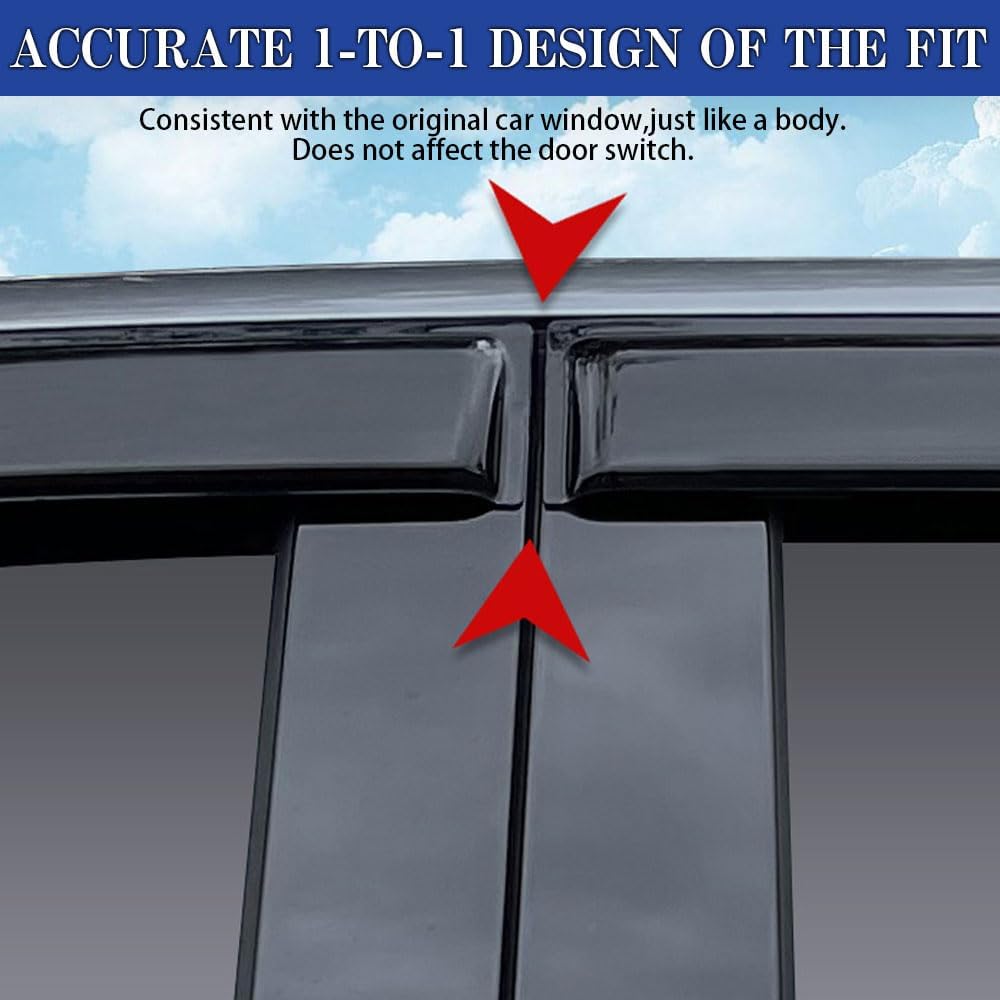 Rain Guards for Chevrolet (Chevy) Colorado/GMC Canyon Crew Cab 2015-2022, Tape-on Side Window Deflectors for Chevrolet Colorado, Window Visors for Chevrole Trucks,for Chevrolet Car Accessories, 4 pcs