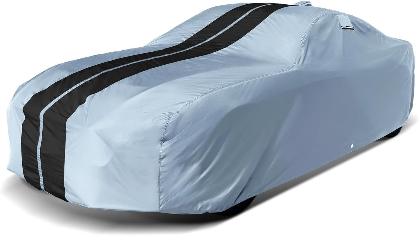iCarCover Custom Car Cover for Pontiac Star Chief (1953-1957) Waterproof All-Weather Rain Snow UV Sun Protector Full Exterior Indoor Outdoor Car Cover (Stripe - Gray/Black)