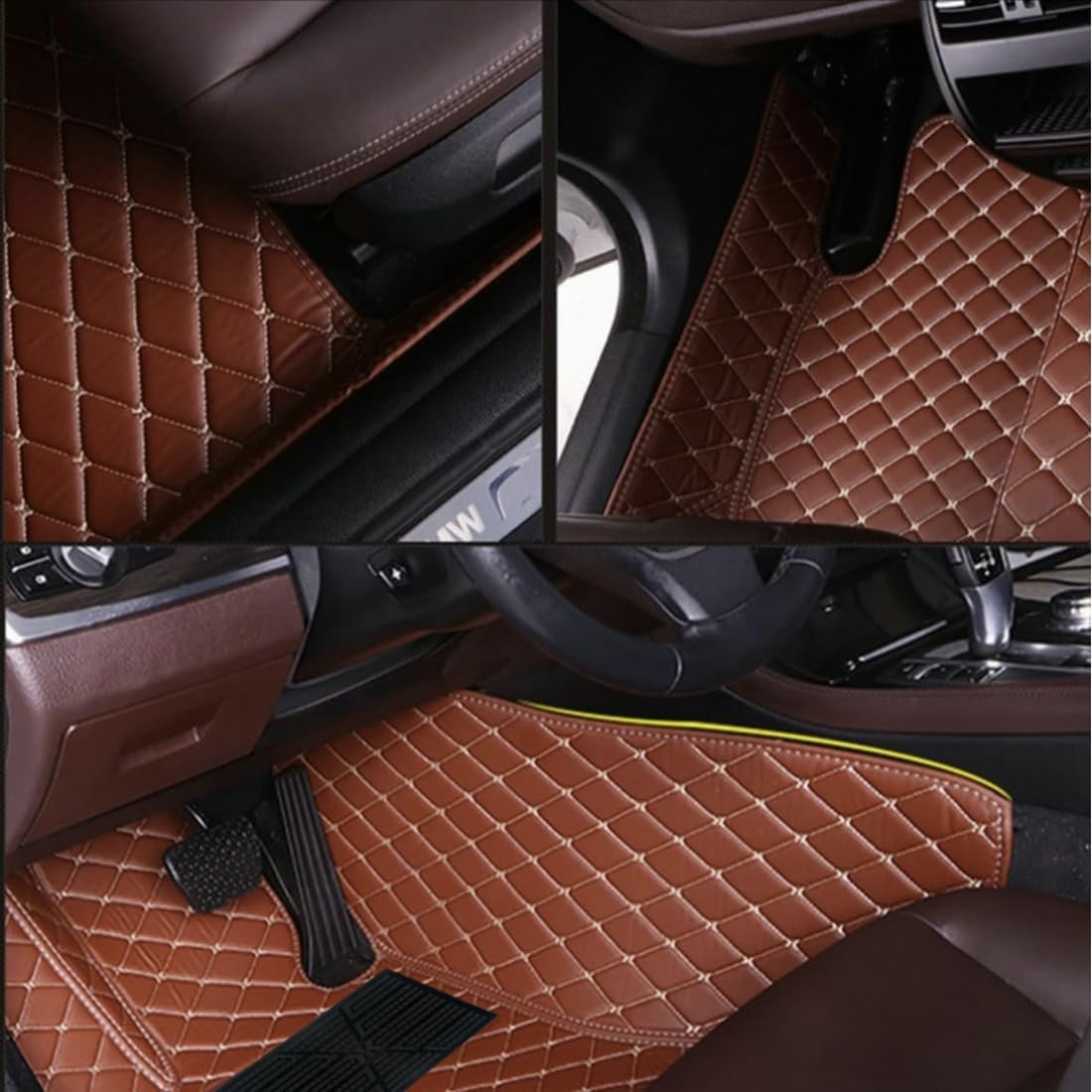 Custom Personalized Floor Mats for Cars，Luxury Full Coverage All Car Floor Mats，Anti-Slip Leather Car Mat Set ，Custom Floor Mats for 99% of Cars, Trucks & SUVs. (red)