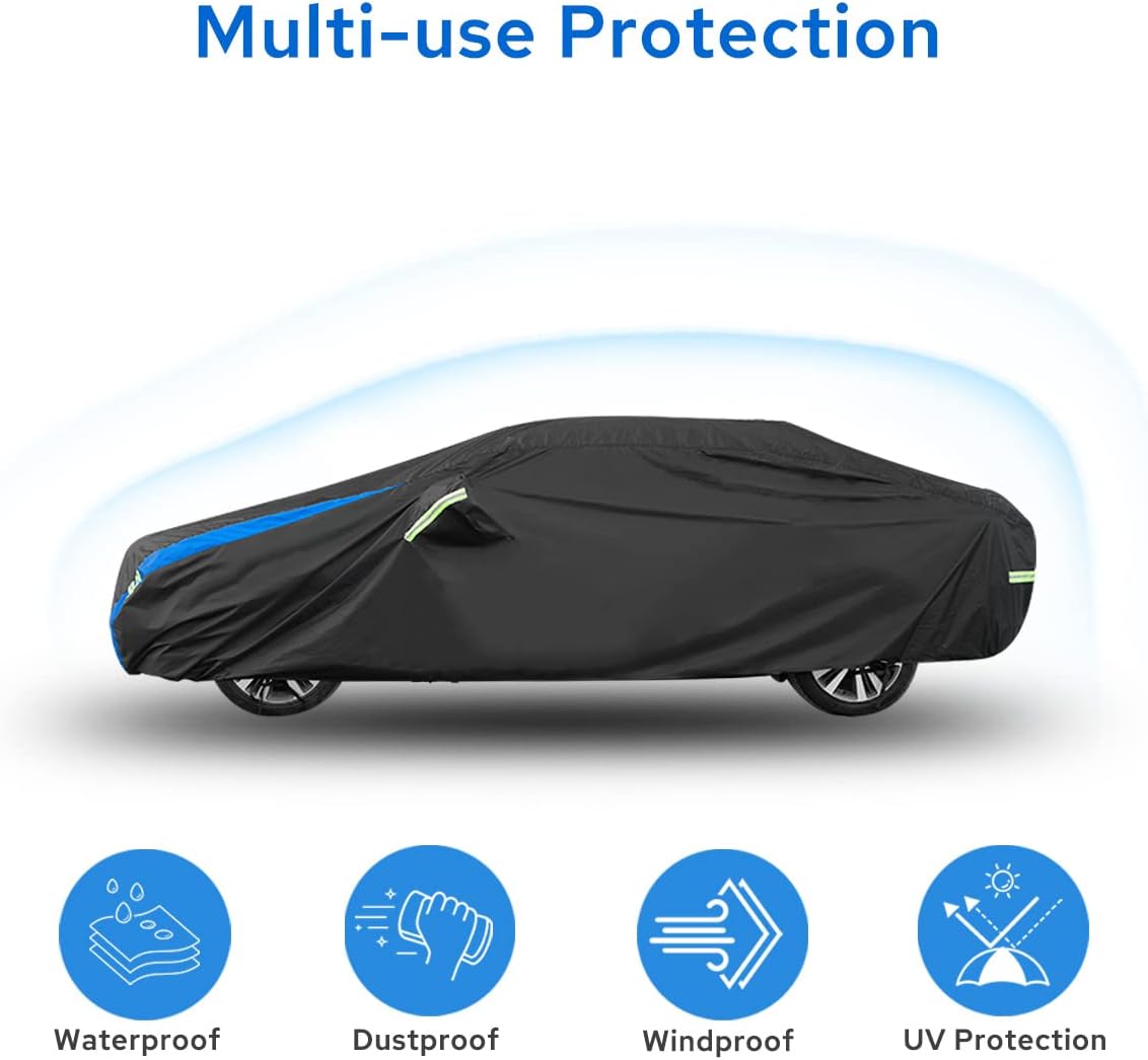 Avecrew Car Cover Custom Fit for Honda Accord, Waterproof All Weather Full Exterior Cover Rain Snow UV Protection Outdoor Cover with Side Door Zipper Design