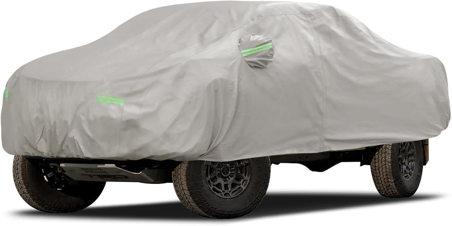 Migaven 6 Layers Car Cover Custom Fit for Toyota Tacoma 2005-2025, Waterproof Full Exterior Cover Rain Sun Protection with Door Zipper, Khaki