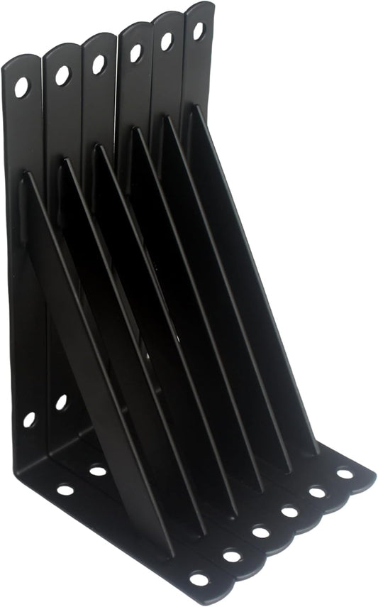 6 Pack L6 x H 3.5" Black Heavy Duty Shelf Brackets with Screws Metal Shelf Brackets Shelf Support Angle Brackets for Shelves L Brackets Heavy Duty Floating Shelf